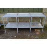 Aluminium two tier potting table - 68cm long Please note descriptions are not condition reports,