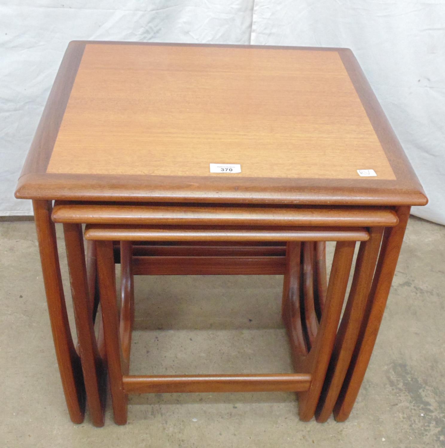 Possibly mid century G-Plan Astro nest of three teak tables - 51cm x 51cm x 52cm tall (largest)