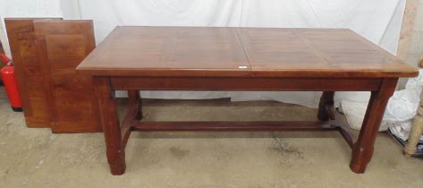 20th century refectory style drawleaf table the rectangular top over shaped square legs with cross