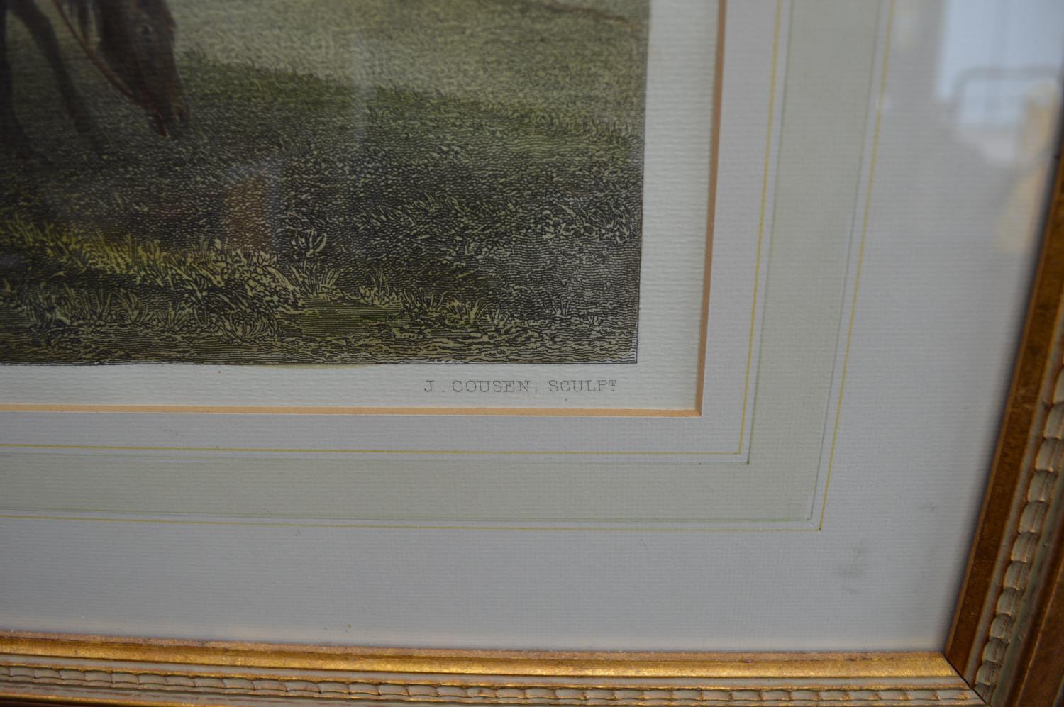 J Cousen coloured engraving titled The Harvest-Field - 53cm x 38cm in mounted glazed gilt frame - Image 2 of 4