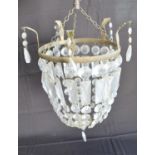 Two glass bag light chandeliers Please note descriptions are not condition reports, please request