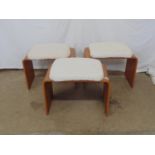 Three Schreiber bentwood dressing table stools with padded seats - 57cm x 31cm x 48cm tall Please