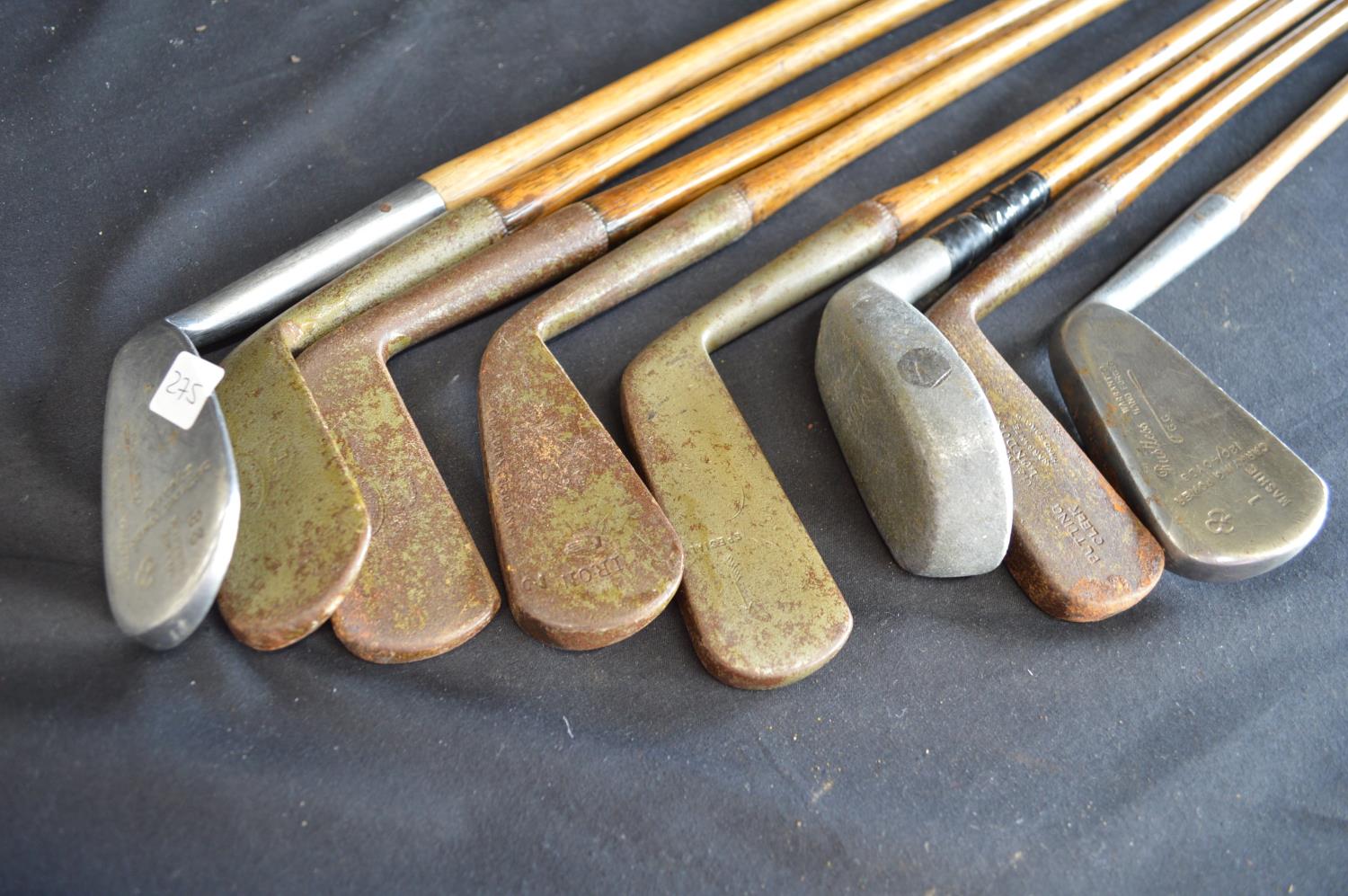Group of eight wooden shafted golf clubs to include: two Rustless CG, The Gamage Putting Cleek and - Bild 4 aus 5