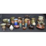 Collection of Studio pottery to include: Leach St Ives bowl, Louis Hudson vase, Fred Bramham vase