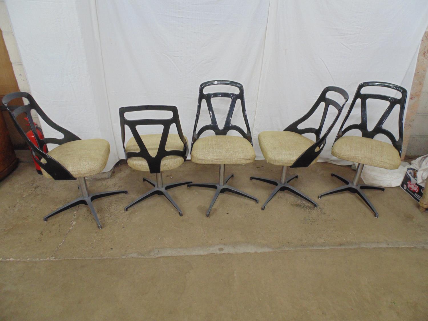 Set of five mid century dining chairs (possibly G-Plan) stamped Est to base and having black acrylic - Image 2 of 4