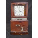 National Time Recording Co. Ltd clocking in/out machine with silvered dial marked St Mary Clay,