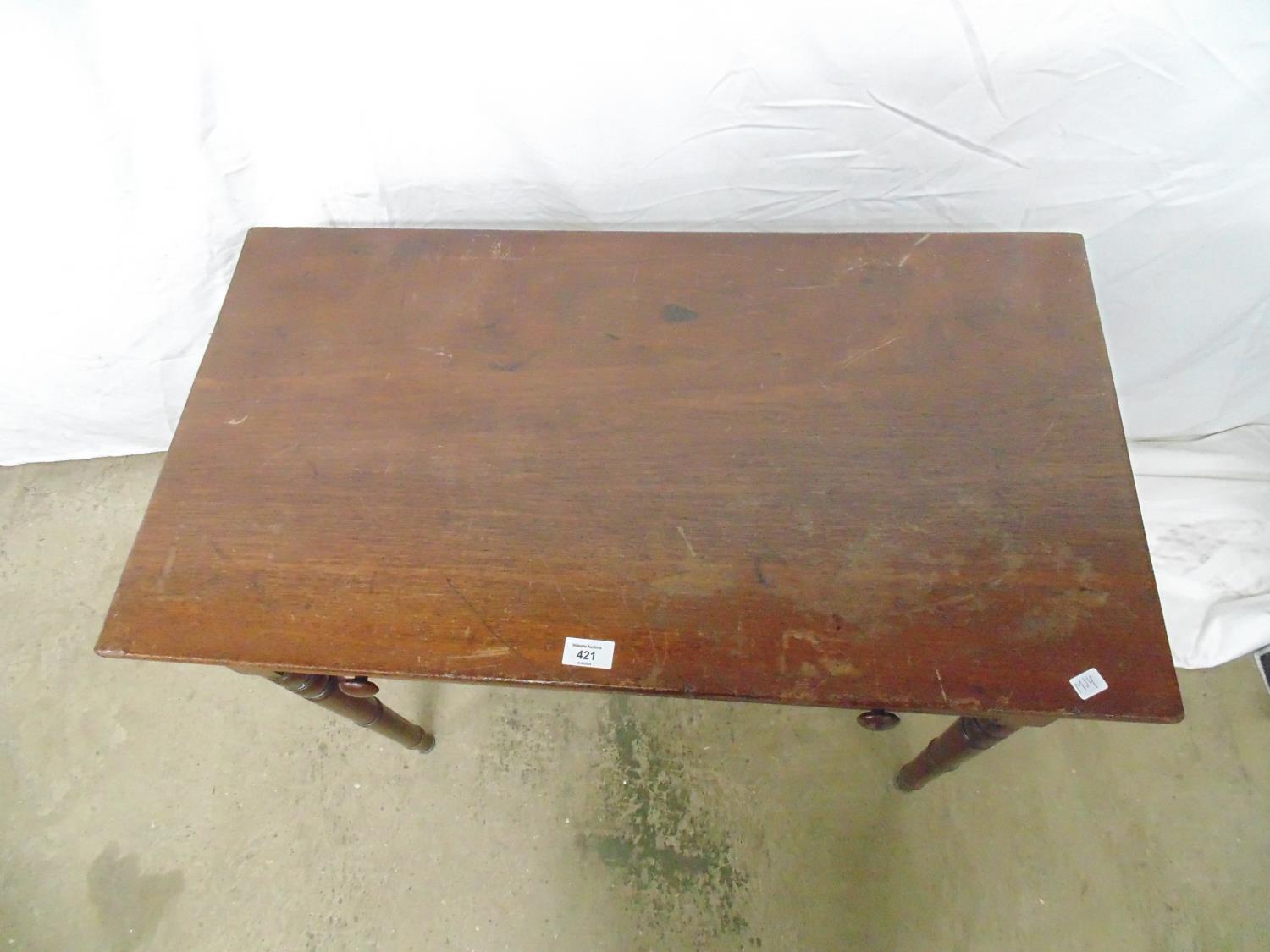 Mahogany single drawer side table with wooden turned handles, standing on four turned legs - 84cm - Image 3 of 3