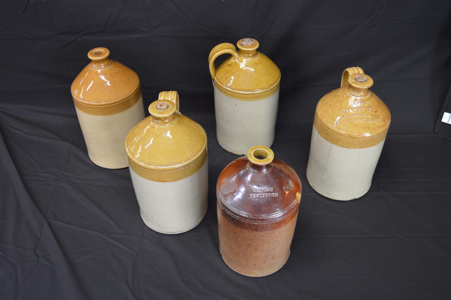 Group of five stoneware flagons to comprise: Shaxby Bros Wine & Spirit Merchants, Canterbury & - Image 2 of 4