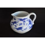 Christopher Dresser for Minton blue & white jug of baluster form decorated with Cranes in flight -