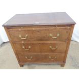 Mahogany Batchelors chest of three long drawers with pull out slide, standing on bracket feet - 76cm