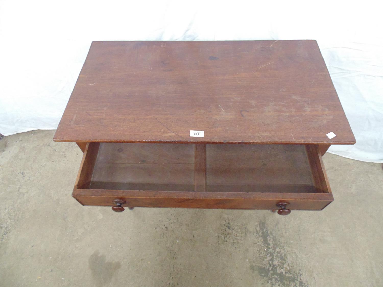 Mahogany single drawer side table with wooden turned handles, standing on four turned legs - 84cm - Image 2 of 3