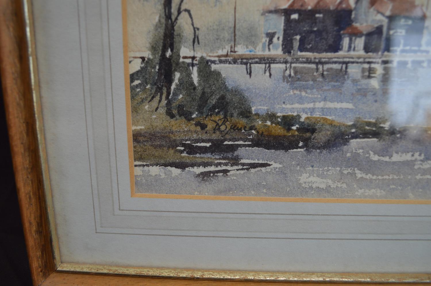 Group of six D Bruce watercolours of fishing, sailing boats and associated scenes, each mounted in - Image 11 of 11