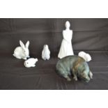 D Selby figure of a pig together with a Coalport figure of a nurse, Bing & Grondahl seal pup, Bing &