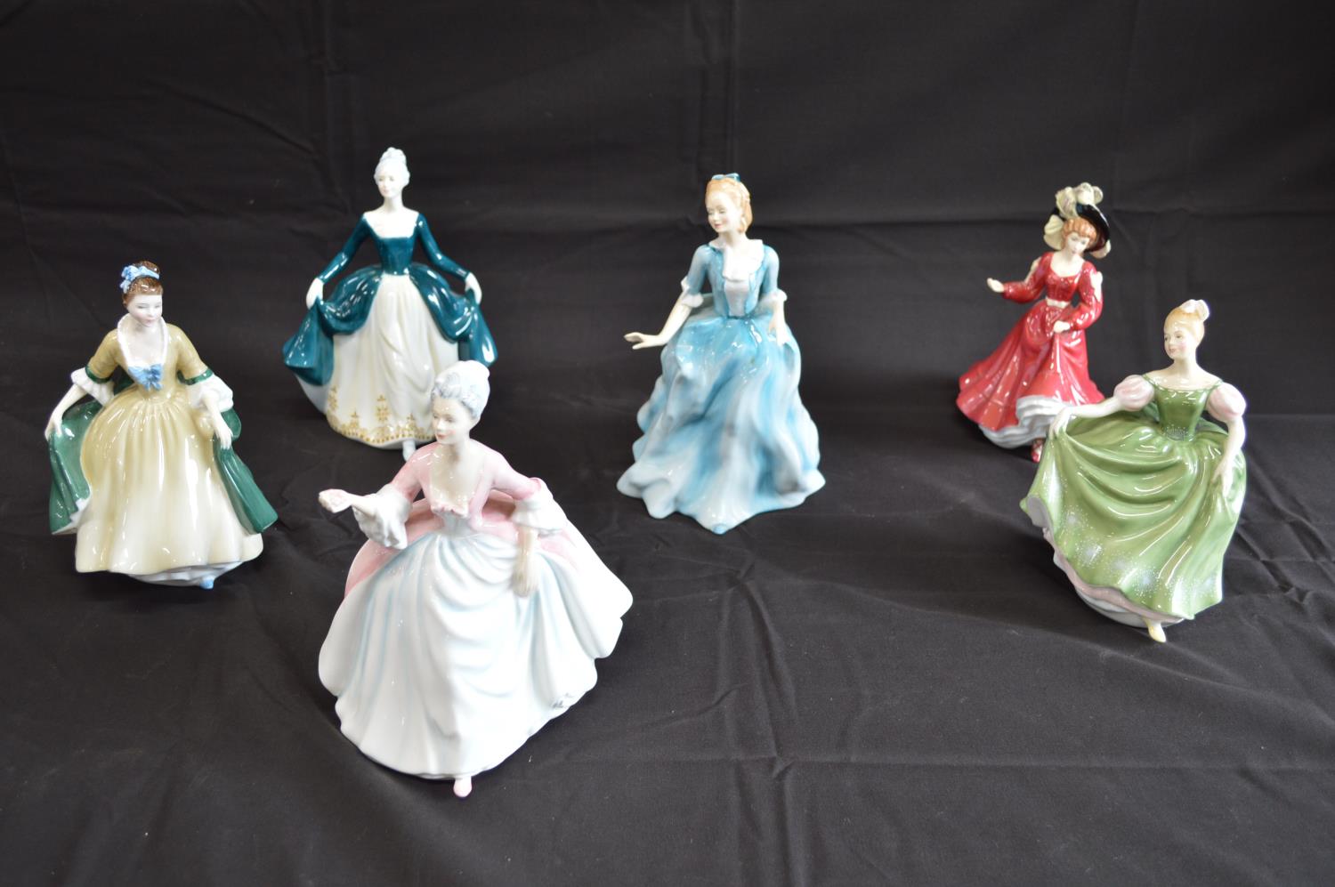 Group of six Royal Doulton figures to comprise: Patricia HN4924, Michele HN2234, Yvonne HN3038,