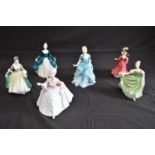 Group of six Royal Doulton figures to comprise: Patricia HN4924, Michele HN2234, Yvonne HN3038,