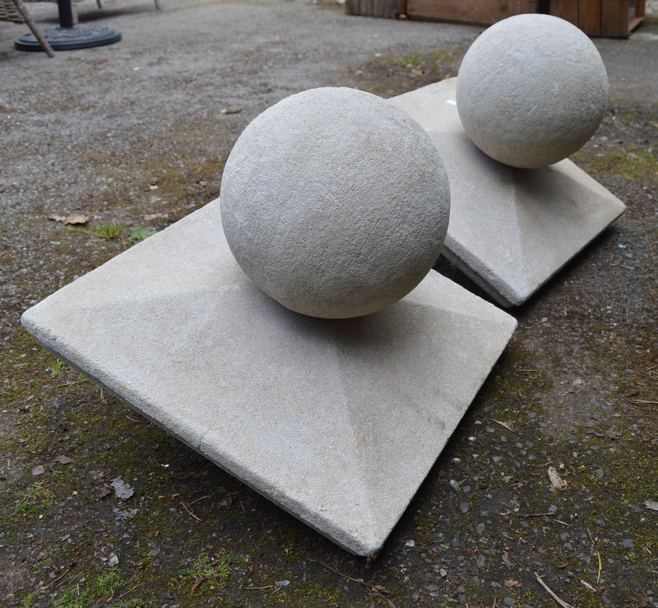 Pair of ball post caps finials - 42cm x 42cm. Please note descriptions are not condition reports, - Image 3 of 3