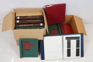 A collection of empty stamp albums and stock books to include Royal Mail binders contained within