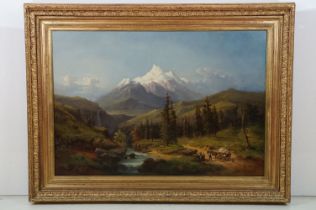 H. Baumgartner (German, 1868-1927) - circa 1880 oil on canvas landscape painting depicting