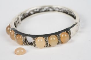 Silver and Marcasite Moonstone Bracelet