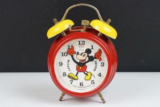 German ' Bradley ' Walt Disney Productions Mickey Mouse Alarm Clock, 18cm high