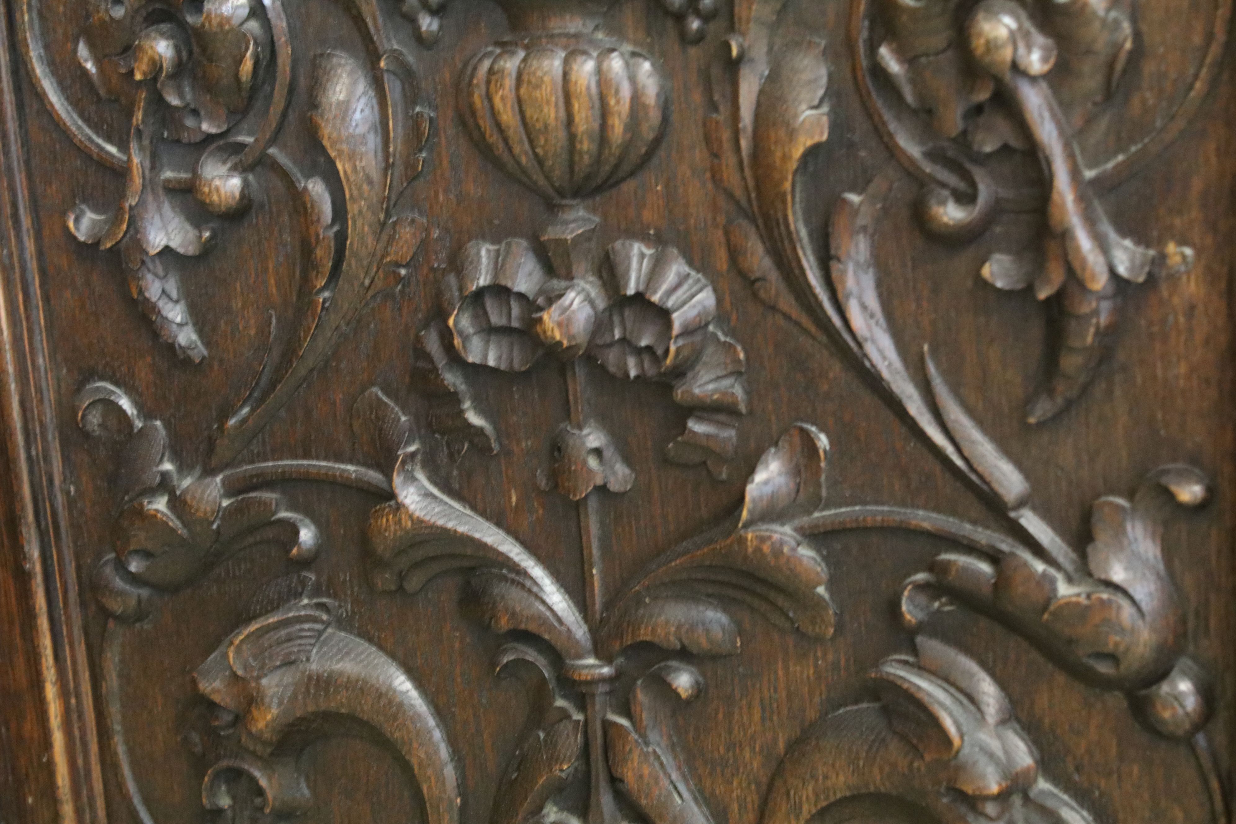 19th century Dark Oak Twin Pedestal Desk with three carved front drawers, each pedestal with heavily - Image 7 of 11