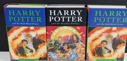 A collection of three Harry Potter hardback first edition books