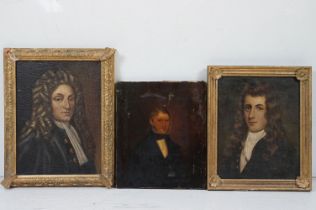 Three 19th Century portraits of gentlemen, to include one with note stating 'Sir Christopher Wren