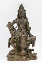 An oriental bronze figure of Guanyin, stands approx 10cm in height.