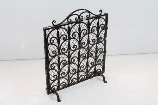 Wrought Iron Fire Guard with scrolling design, 70cm high x 61cm wide