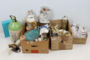 Large collection of mixed 19th century onwards ceramics featuring a Staffordshire pocket watch