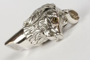 Silver Dog's Head Whistle