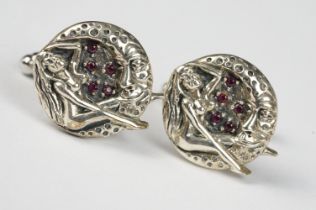 Pair of Silver Cufflinks, cased