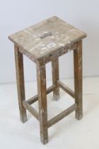 Mid century Oak and Beech School / Factory / Office Stool, 61cm high x 31cm wide