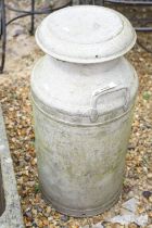 20th Century galvanised milk churn inscribed Ambrosia Ltd to the top. Measures 74cm tall.