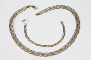 Silver and Gilt Multi-strand Necklace and Bracelet Set