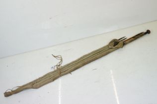 Hardy Bros 'Murdoch' palakona split cane fishing rod having a cork handle with metal hardware and