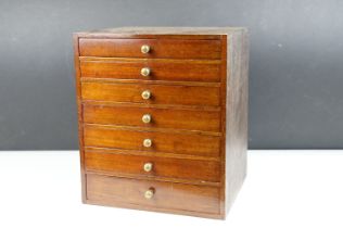 19th century Mahogany Table Top Collector's Cabinet of Seven Drawers, 24cm wide x 28cm high