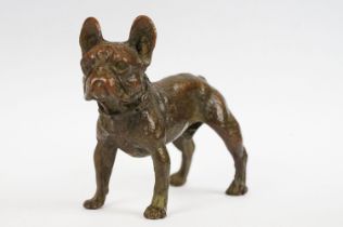 An ornamental bronze figure of a French bulldog, stands approx 6cm in height.
