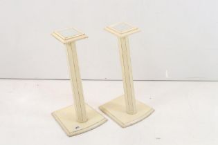 Two Painted Shop Display Stands with mirrored tops, 57cm high