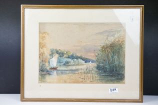 English School, sailing boats, watercolour, inscribed lower left ' Near Basildon July 1887 ' and