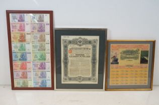 French certificate, Compagnie des Claridges Hotels 100 Francs, 1921, No. 068.765, 33 x 30.5cm, a