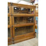 Early 20th century Globe Wernicke Oak Three Section Modular Bookcase, each section with plain glazed