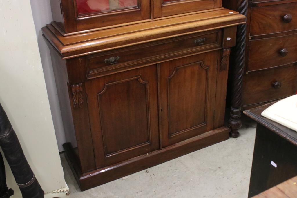 19th century Mahogany Bookcase Cupboard, the upper section with two glazed doors opening to three - Image 3 of 6