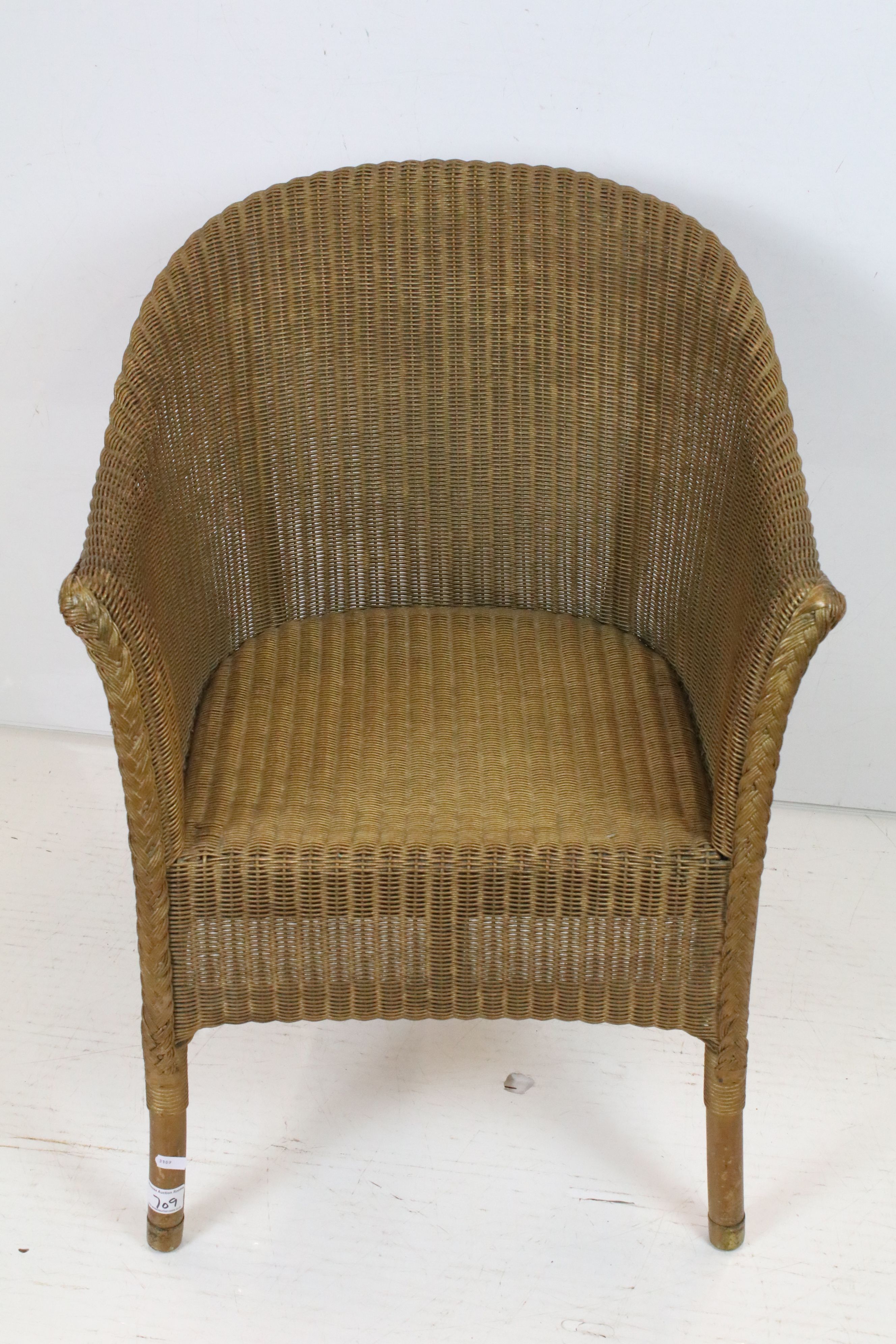 Lloyd Loom Tub Chair with gold finish and label to base, 68cm high x 53cm wide - Image 2 of 4