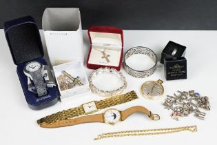 A small collection of costume jewellery to include silver examples together with three