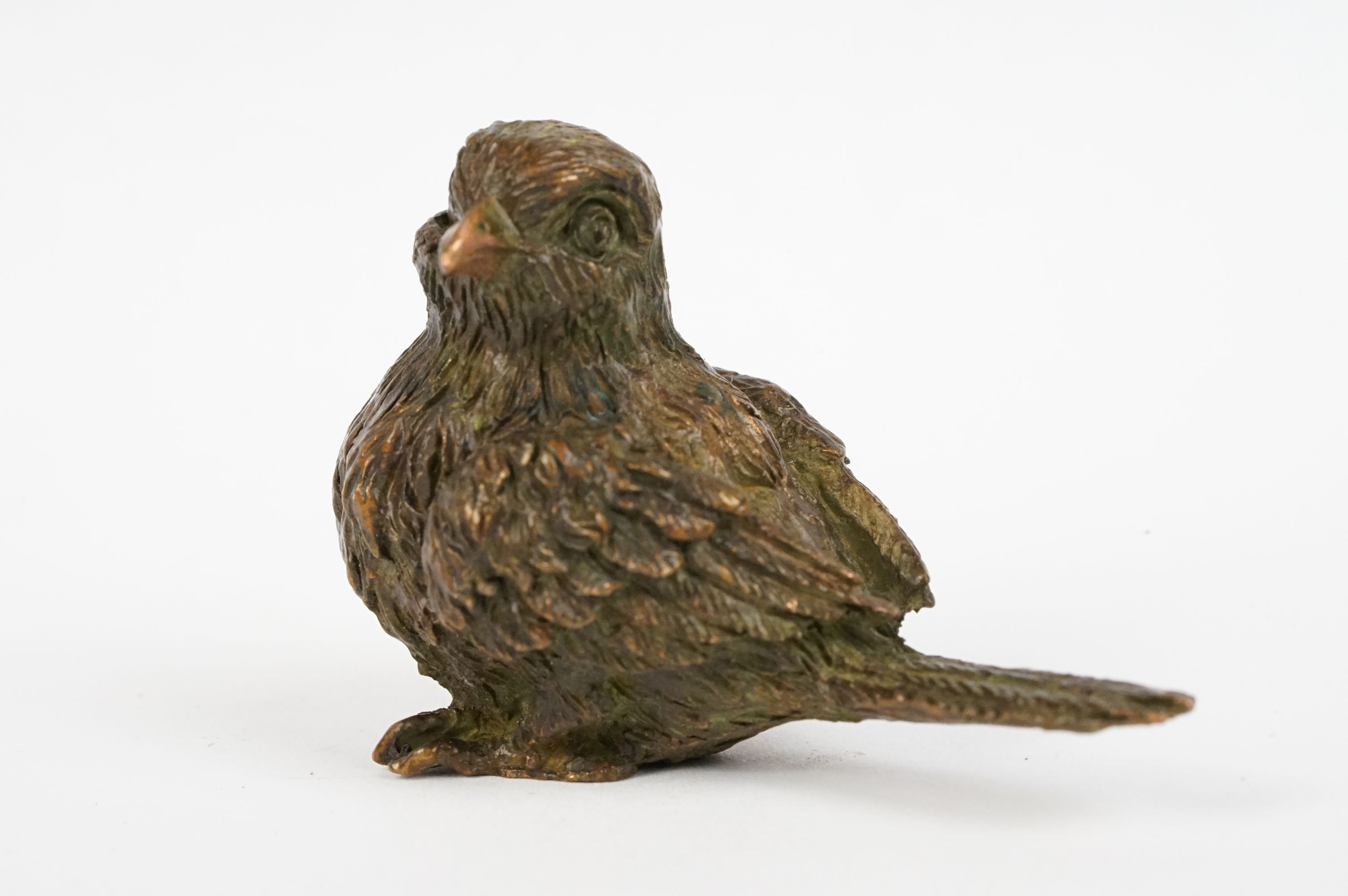 Japanese Bronze figure of a Sparrow bird, approx 5cm long - Image 2 of 5