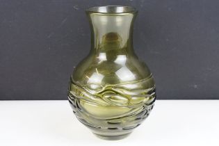 Geoffrey Baxter for Whitefriars Random Strap Vase in a Sage Green colourway, pattern 9799, approx