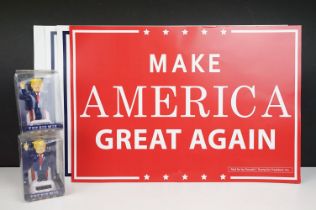 Four Donald Trump Republican American campaign posters to include 'Make America Great Again' and '