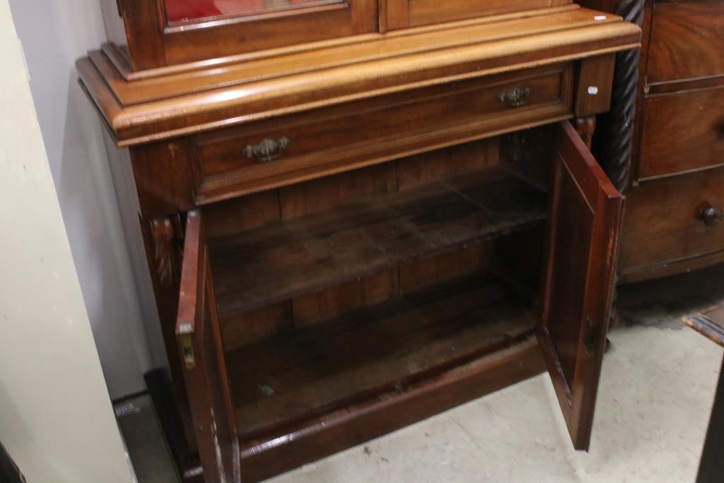 19th century Mahogany Bookcase Cupboard, the upper section with two glazed doors opening to three - Image 5 of 6