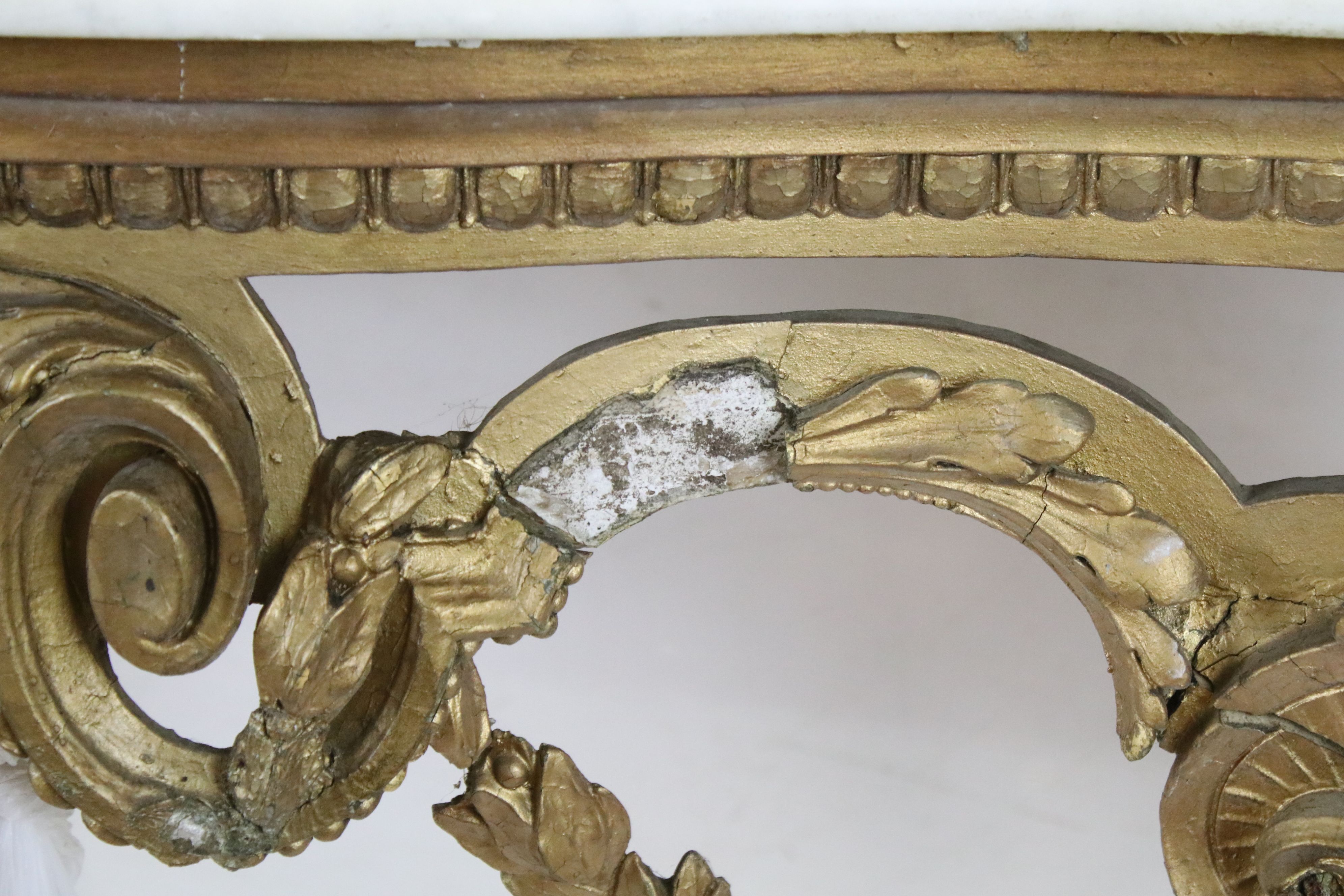 19th century Giltwood Console Table in the Louis XVI style with marble top, 85cm high x 142cm wide x - Image 8 of 14